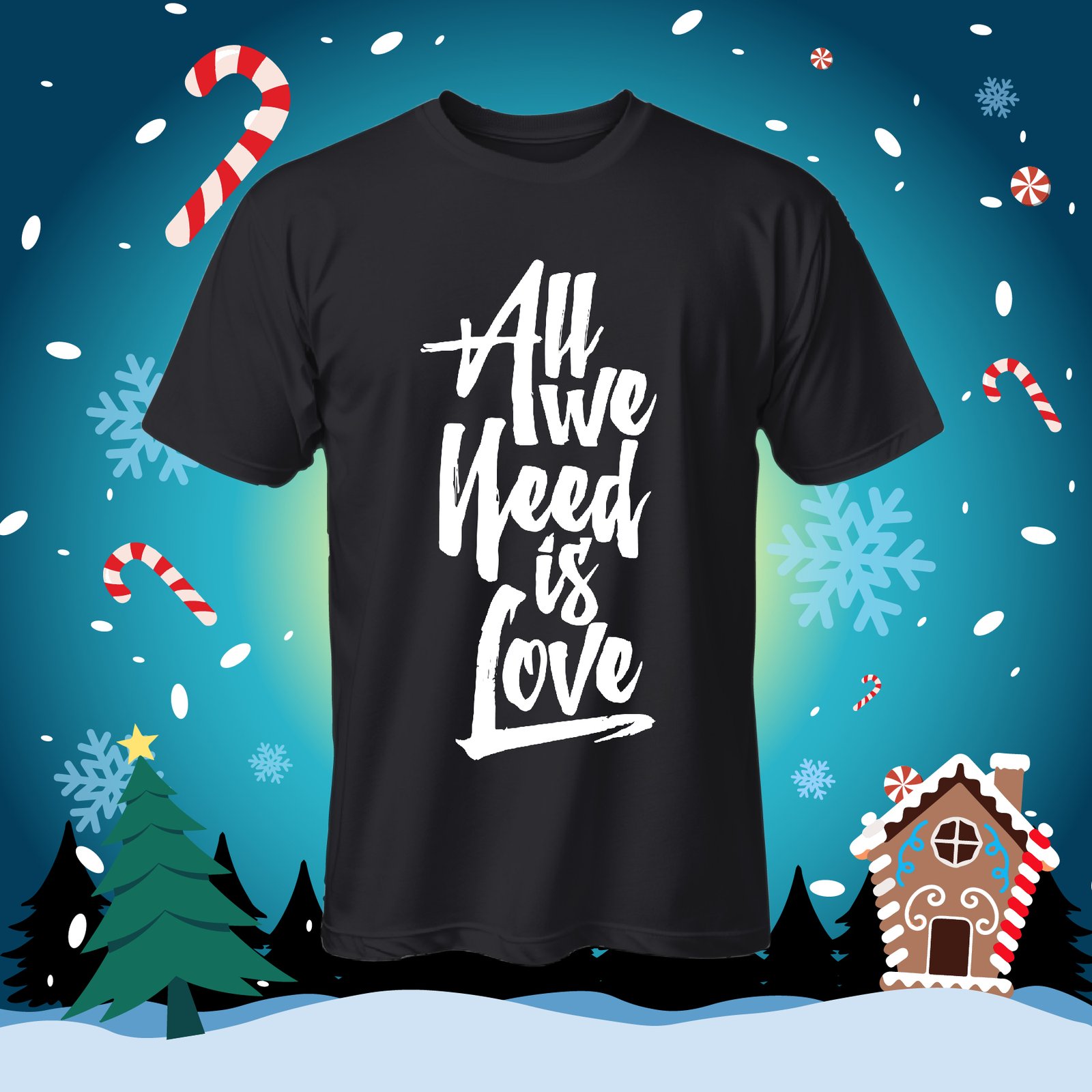 Camiseta negra con letras blancas de estilo manuscrito