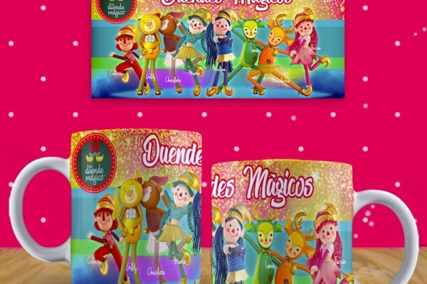 Duendes navideños en tazas de colores / Colorful Christmas elf mug designs