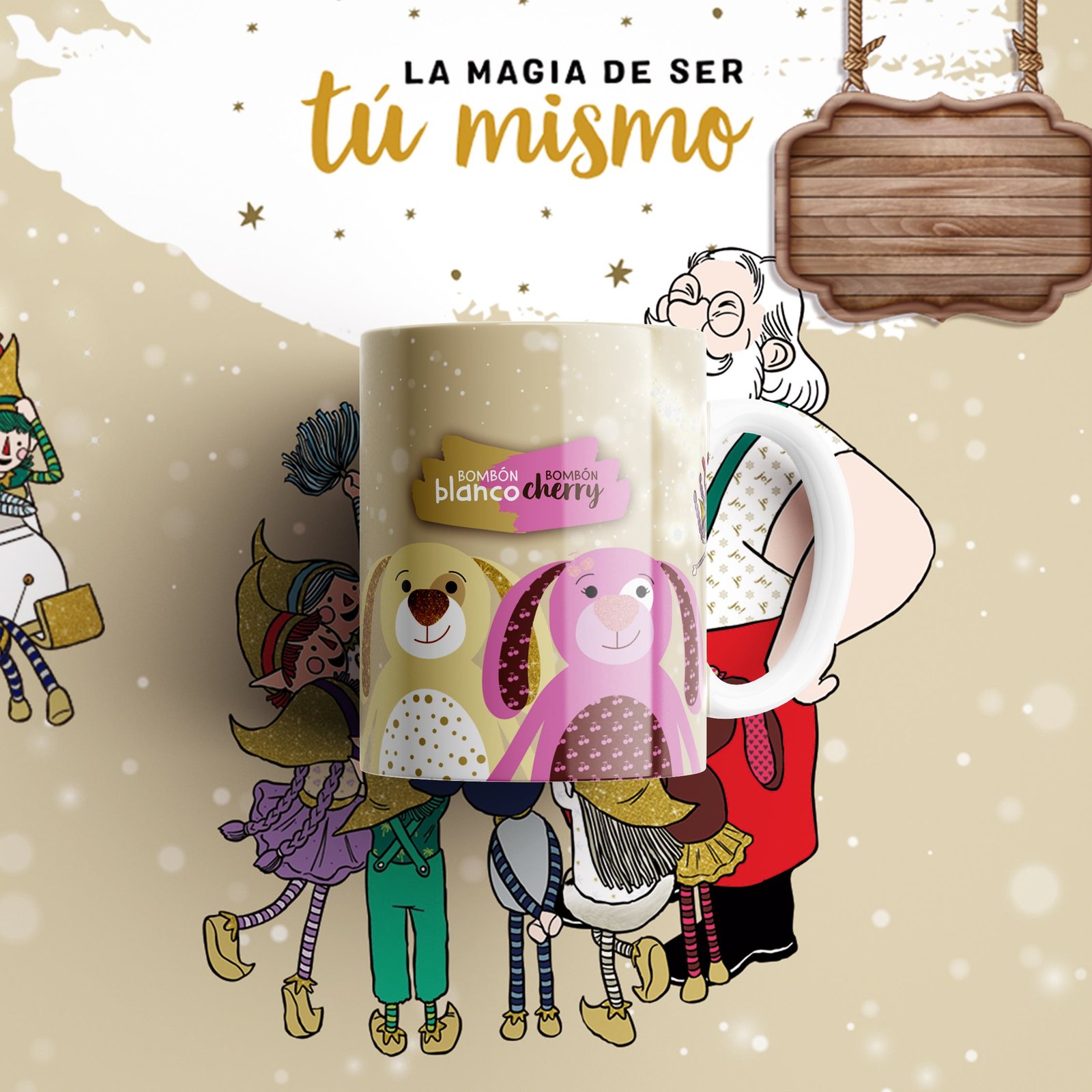 Propuesta de taza y camiseta en tonos claros.