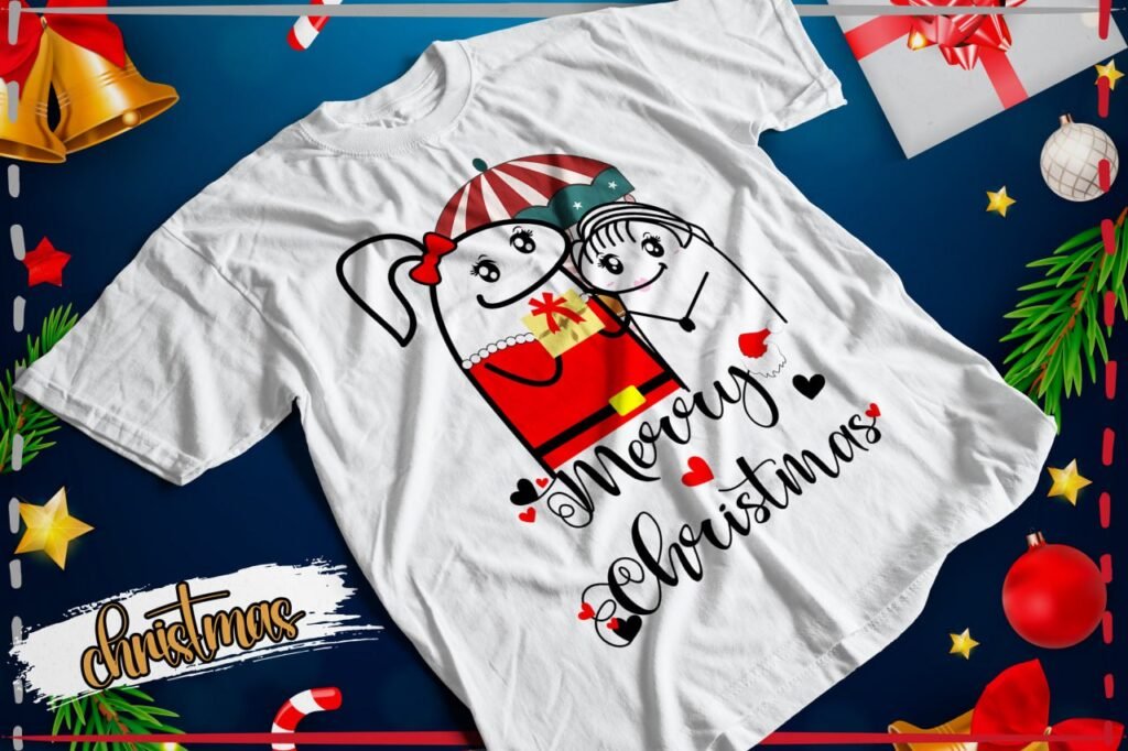 Flork en camiseta con regalo y Merry Christmas / Flork Christmas shirt design
