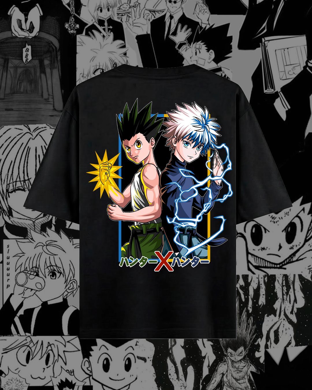 Gon y Killua en una ilustración de dos personajes.