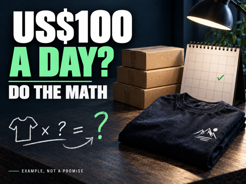 US$100 a day? Do the math. Shirt, parcels and calendar; example, not a promise