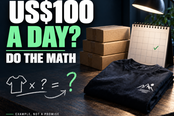US$100 a day? Do the math. Shirt, parcels and calendar; example, not a promise
