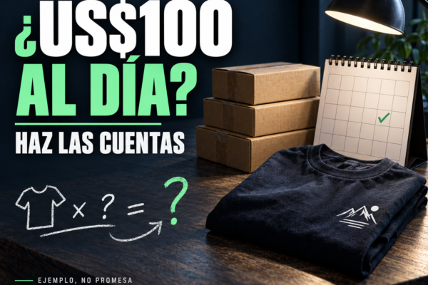 ¿US$100 al día? Haz las cuentas. Camiseta, pedidos y calendario; ejemplo, no promesa