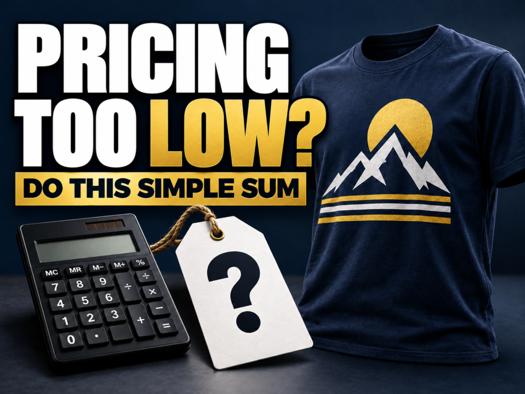 Pricing too low? T-shirt, calculator and price tag for a simple cost example