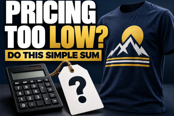 Pricing too low? T-shirt, calculator and price tag for a simple cost example